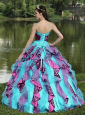 Perfect Organza Straps Beading For 2013 Colorful Quinceanera Dress