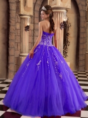 Perfect Purple  Ball Gown Floor-length Organza Beading Quinceanera Dress