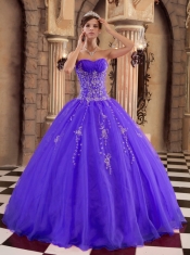 Perfect Purple Ball Gown Floor-length Organza Beading Quinceanera Dress