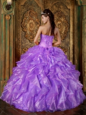 Perfect Purple Ball Gown Strapless Floor-length Beading and Ruffles Quinceanera Dress