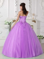 Perfect Purple Sweetheart Ball Gown Floor-length Beautiful Quinceanera Dress With Tulle and Taffeta Beading