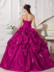 Popular Fuchsia Ball Gown Sweetheart With Taffeta Beading For Sweet 16 Dresses