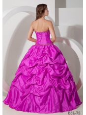 Popular Fuchsia Sweetheart With Beading and Pick-ups For Sweet 16 Dresses
