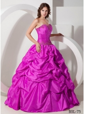 Popular Fuchsia Sweetheart With Beading and Pick-ups For Sweet 16 Dresses Popular Fuchsia Sweetheart With Beading and Pick-ups For Sweet 16 Dresses