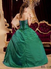 Popular Green Ball Gown Sweetheart With Appliques Discount Quinceanera Dress
