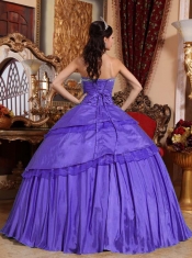 Popular Purple Ball Gown Sweetheart Floor-length Taffeta Cheap Quinceanera Dresses