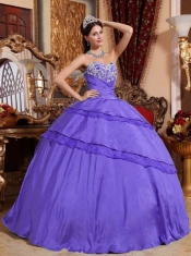 Popular Purple Ball Gown Sweetheart Floor-length Taffeta Cheap Quinceanera Dresses