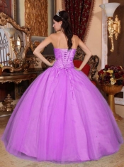 Popular Sweetheart Tulle and Taffeta Beading and Ruchinf Ball Gown Dress in Pink