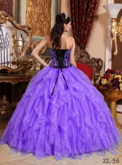 Pretty Ball Gown Purple and Black Sweetheart Discount Quinceanera Dresses with Beading