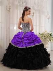 Pretty Brand New Purple and Black Ball Gown Sweetheart Pretty Quinceanera Dresses