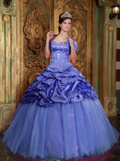 Purple Ball Gown Sweetheart In New Styles With Taffeta and Organza Appliques Quinceanera Dress