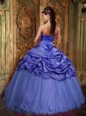 Purple Ball Gown Sweetheart In New Styles With Taffeta and Organza Appliques Quinceanera Dress