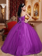 Purple Ball Gown Sweetheart Quinceanera Dress with  Tulle and Tafftea Beading