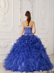 Purple Ball Gown Sweetheart Satin and Organza Appliques Quinceanera Dress