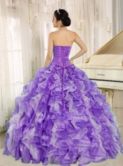 Purple Beaded Bodice and Ruffles Custom Made For 2013 Quinceanera Dress