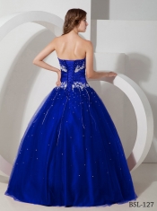 Quinceanera Dress Ball Gown Strapless Floorlength Taffeta and Tulle With Appliques and Beading In New Styles