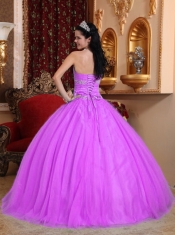 Quinceanera Dress In Hot Pink Ball Gown Sweetheart With Tulle and Taffeta Beading  In Classical Style