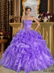 Quinceanera Dress In Lavender Ball Gown Sweetheart With Ruffles Organza In New Styles