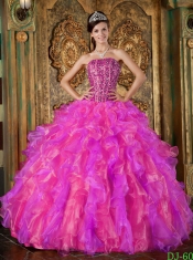 Quinceanera Dress In Multi-Color Ball Gown Strapless With Organza Beading and Ruffles In New Styles