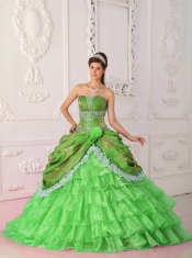 Quinceanera Dress In Spring Green Ball Gown Strapless With Lace and Appliques In New Styles