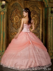 Quinceanera Dress Watermelon Ball Gown Strapless With Appliques Tulle In New Styles