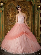 Quinceanera Dress Watermelon Ball Gown Strapless With Appliques Tulle In New Styles