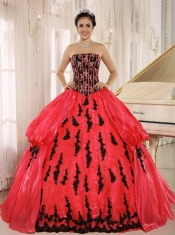 Red 2013 New Styles With Arrival Strapkess Embroidery Decorate For Quinceanera Dress