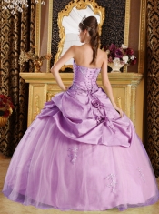 Rose Pink Ball Gown Strapless Quinceanera Dress with Tulle and Taffeta Beading