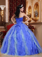 Royal Blue Ball Gown Sweetheart 15th Birthday Dresses  Tulle Beading