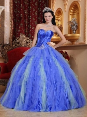 Royal Blue Ball Gown Sweetheart 15th Birthday Dresses  Tulle Beading