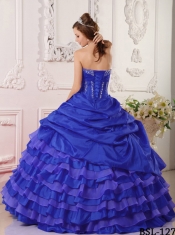 Royal Blue Ball Gown Taffeta Beading Best Quinceanera