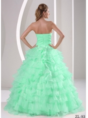 Ruffles Sweetheart Appliques and Ruch  Pretty Quinceanera Dresses For Military Ball