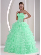 Ruffles Sweetheart Appliques and Ruch Pretty Quinceanera Dresses For Military Ball