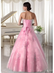 Simple Sweetheart Organza Appliques With Beading A-line Discount Quinceanera Dresses For Military Ball