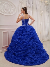 Spring Quinceanera Dresses Ball Gown Royal Blue Taffeta and Tulle Spaghetti Straps