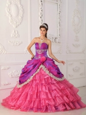 Spring Quinceanera Dresses Lace and Appliques Ball Gown Fuchsia