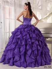 Strapless Ball Gown Beading Best Quinceanera Purple Sarin and Organza