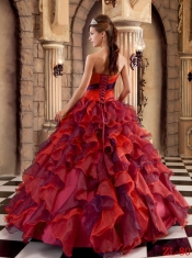 Strapless Ball Gown Ruffles Organza Muti-color Ball Gown Best Quinceanera Dresses