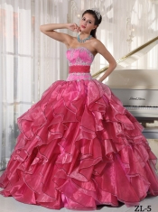 Strapless Ball Gown With Organza Appliques Classical Quinceanera Dresses