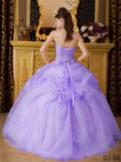 Strapless Beadings Organza Lilac Ball Gown Strapless Lace-up Organza Best Quinceanera Dresses