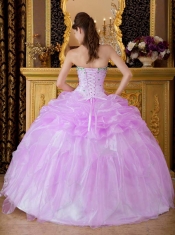 Strapless Ruffles Ball Gown Lavender Organza Spring Quinceanera Dresses