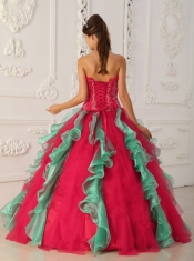 Strapless Ruffles Satin and Organza Ball Gown Strapless Best Quinceanera Dresses 2014