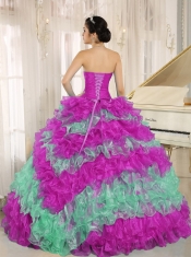 Stylish Multi-color 2013 Pretty Quinceanera DressesRuffles With Appliques Sweetheart