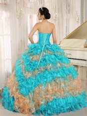 Stylish Multi-color 2013 Quinceanera Dress Ruffles With Appliques Sweetheart In New Styles