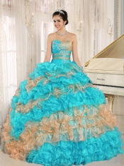 Stylish Multi-color 2013 Quinceanera Dress Ruffles With Appliques Sweetheart In New Styles