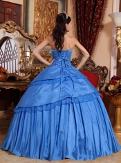 Sweet 16 Dresses In Blue Ball Gown Sweetheart With Floor-length Taffeta Appliques