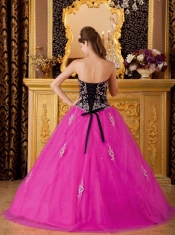 Sweet 16 Dresses In Hot Pink A-line / Princess Sweetheart Floor-length Tulle Beading