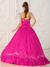 Sweet 16 Dresses In Hot Pink A-Line / Princess Sweetheart Floor-length With Embroidery and Beading