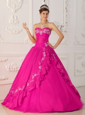 Sweet 16 Dresses In Hot Pink A-Line / Princess Sweetheart Floor-length With Embroidery and Beading