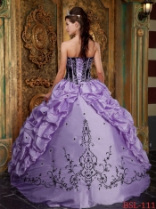 Sweet 16 Dresses In Lavender Ball Gown Strapless Floor-length With Embroidery Taffeta